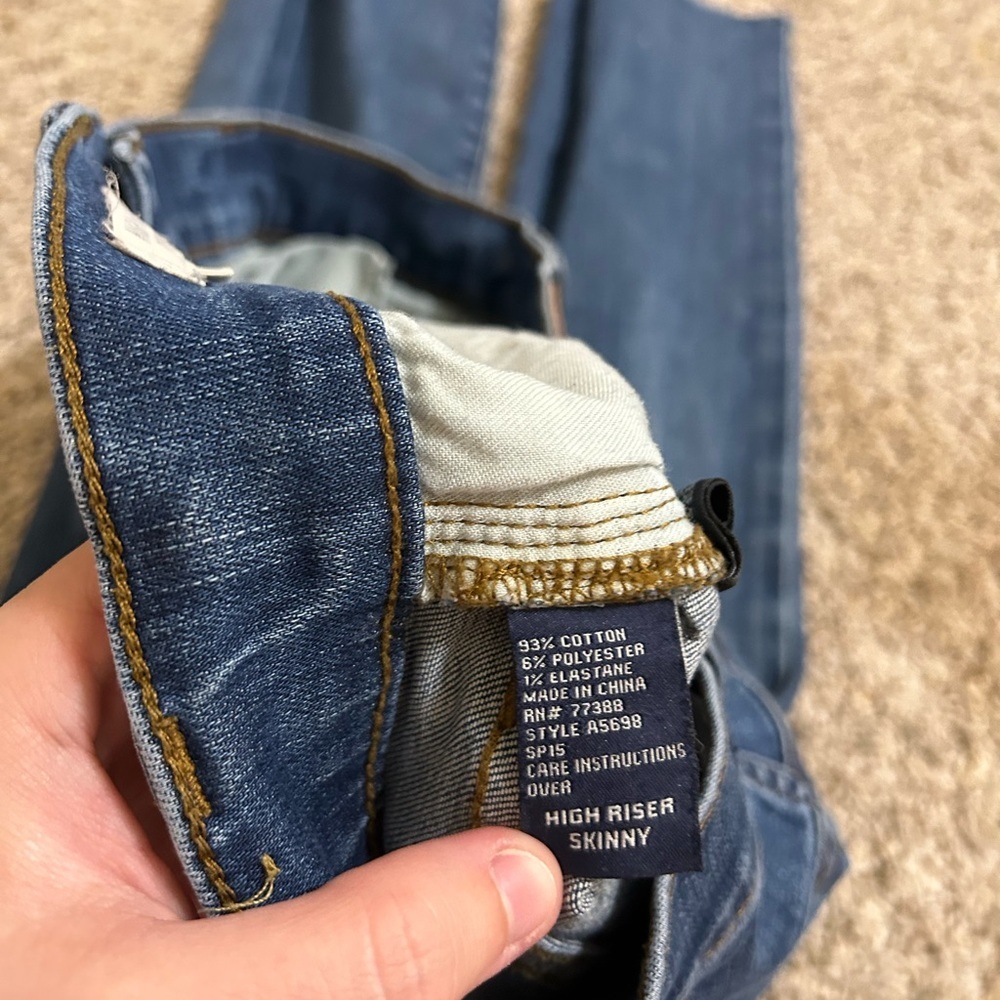 Madewell Distressed Medium Blue High Riser Skinny Jeans Cotton Size 28 Preppy - Picture 10 of 11